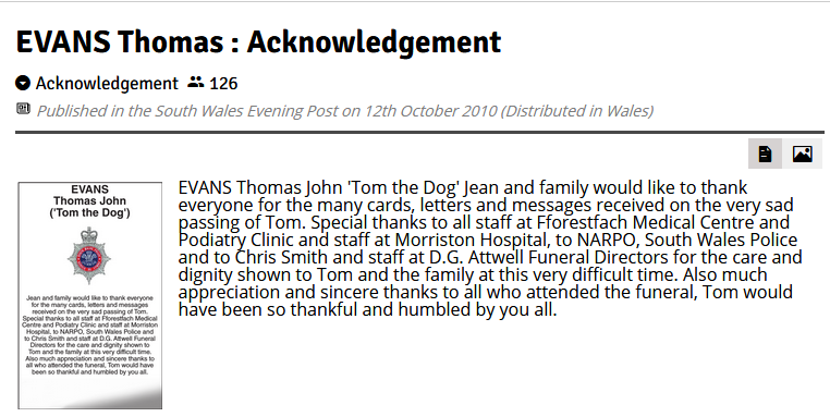 Obituary Tom the Dog