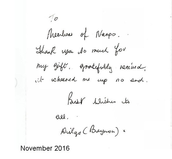 Feedback from Glynys Beynon Nov 2016