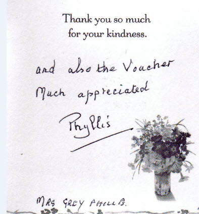 Feedback Card - Phyllis Grey